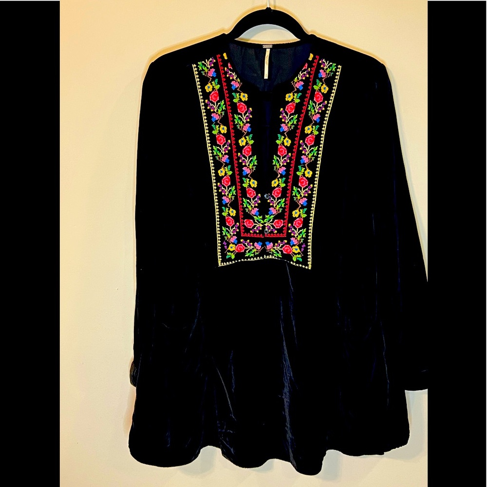 Free People velvet embroidered tunic/dress
